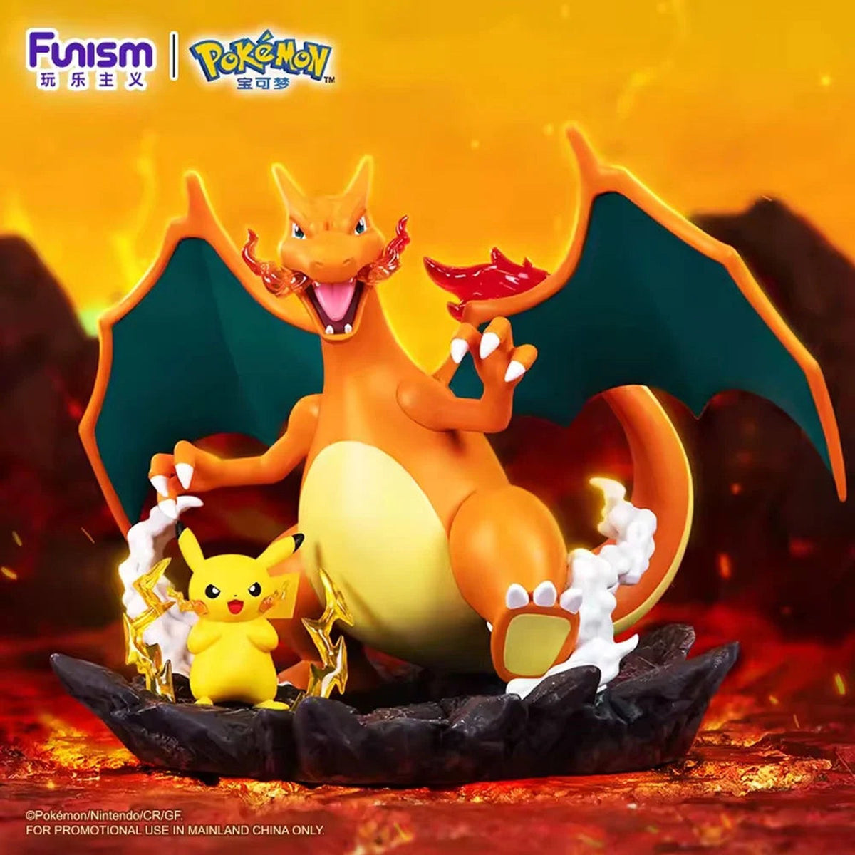 Diorama Dracaufeu sous licence Pokémon, vue principale